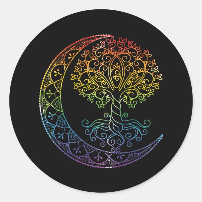 Mandala Tree of Life Tattoo Style Classic Round Sticker (Front)
