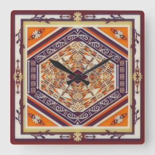 Mandala Tribal Nouveau  Square Wall Clock