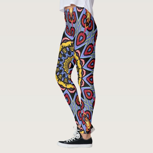 Mandala Trippy Retro Hippie Boho Chic Bohemian Leggings (Left)
