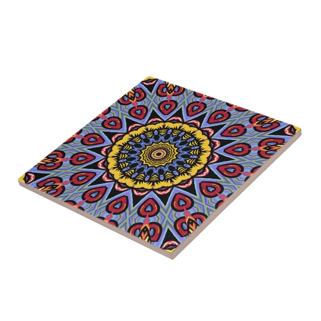 Mandala Trippy Retro Hippie Boho Chic Bohemian Tile (Side)