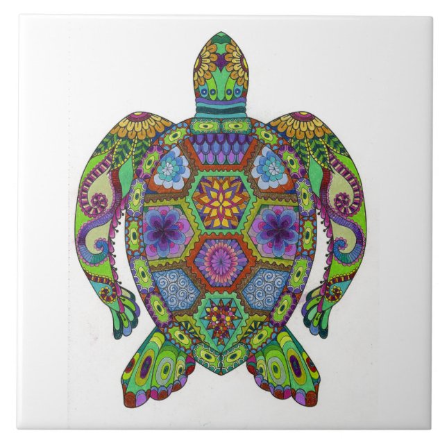 Mandala Turtle design Tile (Front)