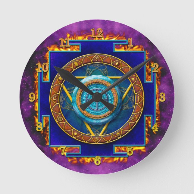 MANDALA TWELVE RELIGIONS ROUND CLOCK (Front)