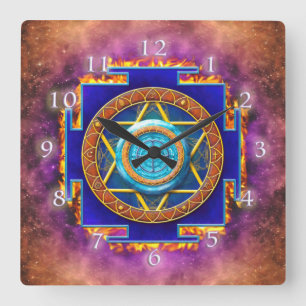 MANDALA TWELVE RELIGIONS SQUARE WALL CLOCK