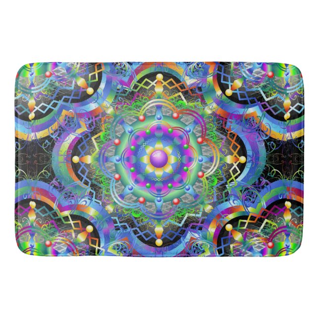 Mandala Universe Psychedelic  Bath Mat (Front)