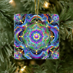 Mandala Universe Psychedelic Ceramic Ornament