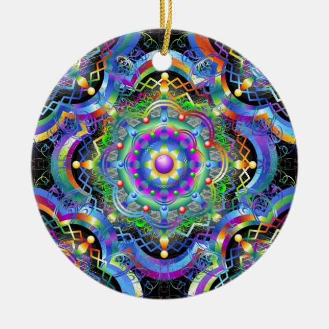 Mandala Universe Psychedelic  Ceramic Tree Decoration (Front)