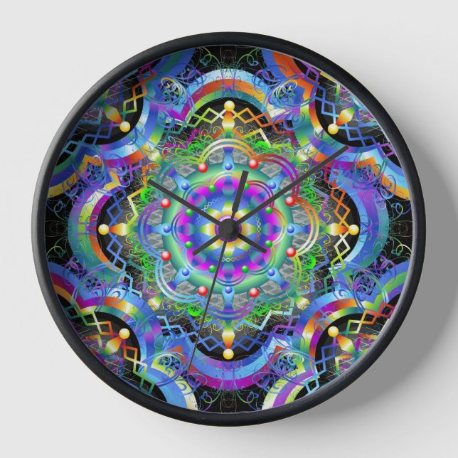 Mandala Universe Psychedelic Colours Clock (Front)