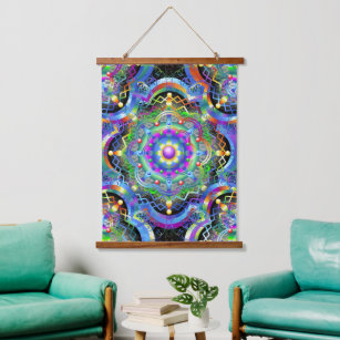 Mandala Universe Psychedelic Colours Hanging Tapestry
