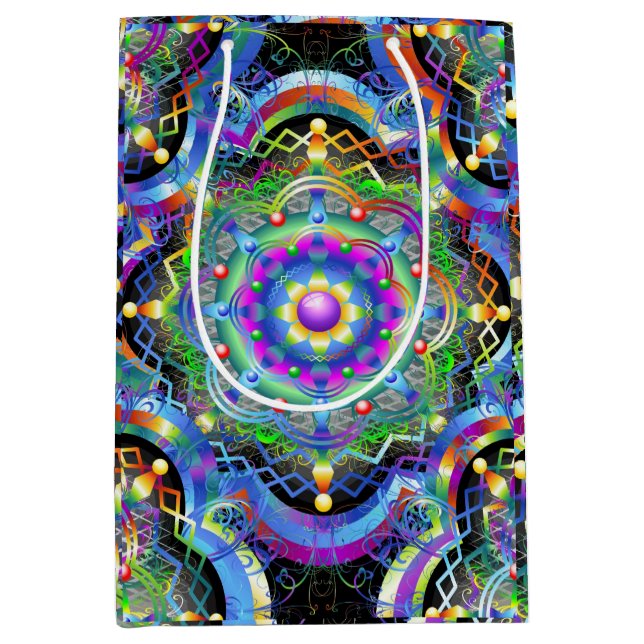 Mandala Universe Psychedelic Colours Medium Gift Bag (Front)