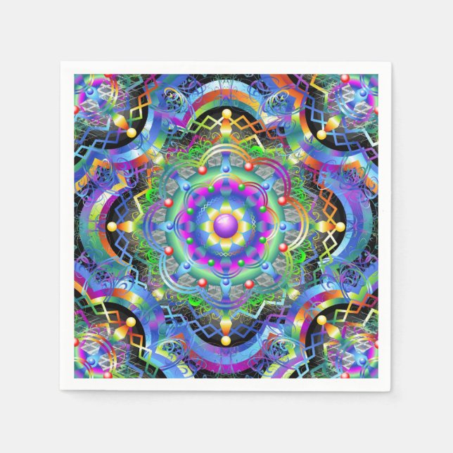 Mandala Universe Psychedelic Colours Napkin (Front)