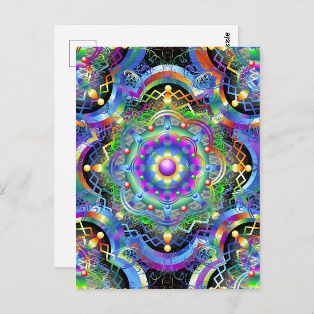 Mandala Universe Psychedelic Colours Postcard (Front/Back)