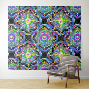 Mandala Universe Psychedelic Colours Tapestry