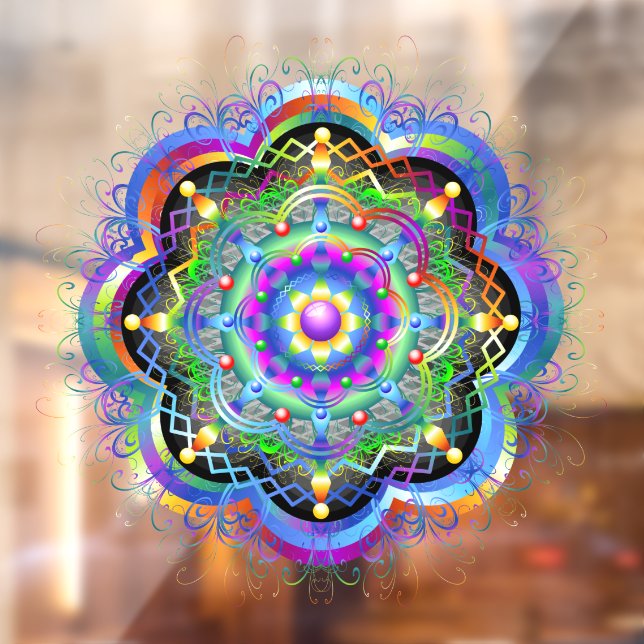Mandala Universe Psychedelic Colours Window Cling (Sheet 2)