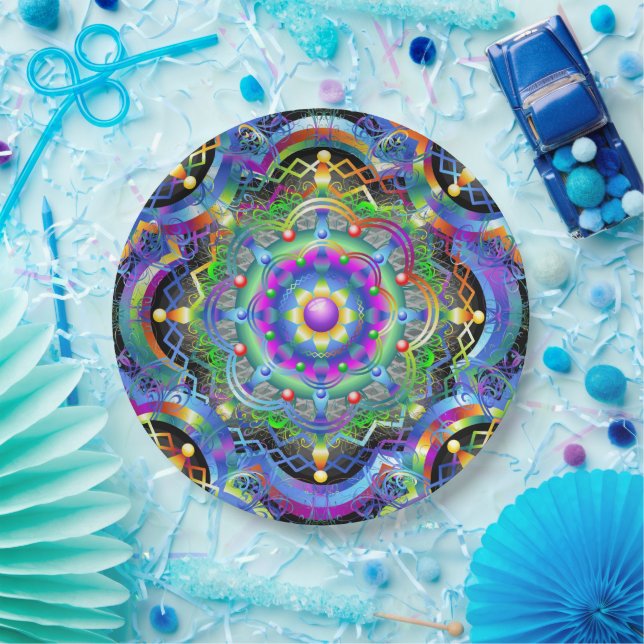 Mandala Universe Psychedelic  Paper Plate (Party)