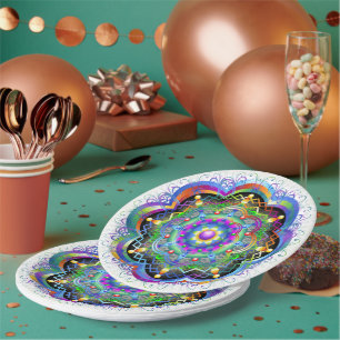 Mandala Universe Psychedelic Paper Plate