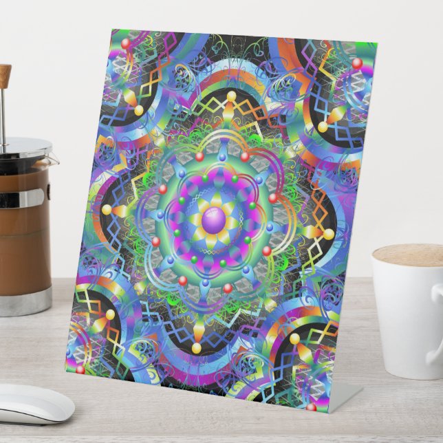 Mandala Universe Psychedelic  Pedestal Sign (In SItu)