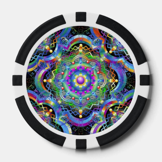 Mandala Universe Psychedelic  Poker Chips (Front)