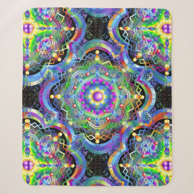 Mandala Universe Psychedelic  Sherpa Blanket (Front)
