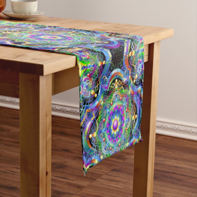 Mandala Universe Psychedelic  Short Table Runner (In Situ)