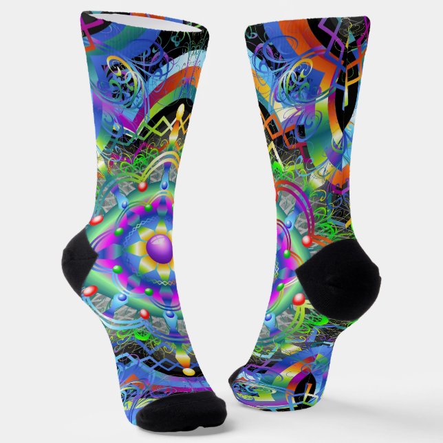 Mandala Universe Psychedelic  Socks (Angled)