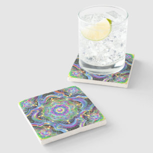 Mandala Universe Psychedelic Stone Coaster