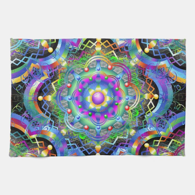 Mandala Universe Psychedelic  Tea Towel (Horizontal)