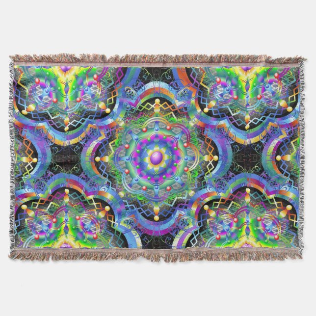 Mandala Universe Psychedelic  Throw Blanket (Front)