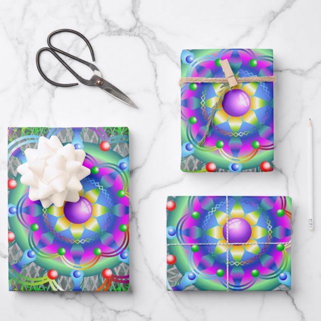 Mandala Universe Psychedelic  Wrapping Paper Sheet (Front)
