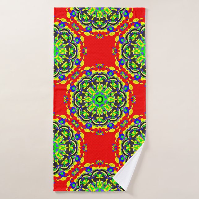 mandala vintage tribal seamless pattern illustrati bath towel (Bath Towel)