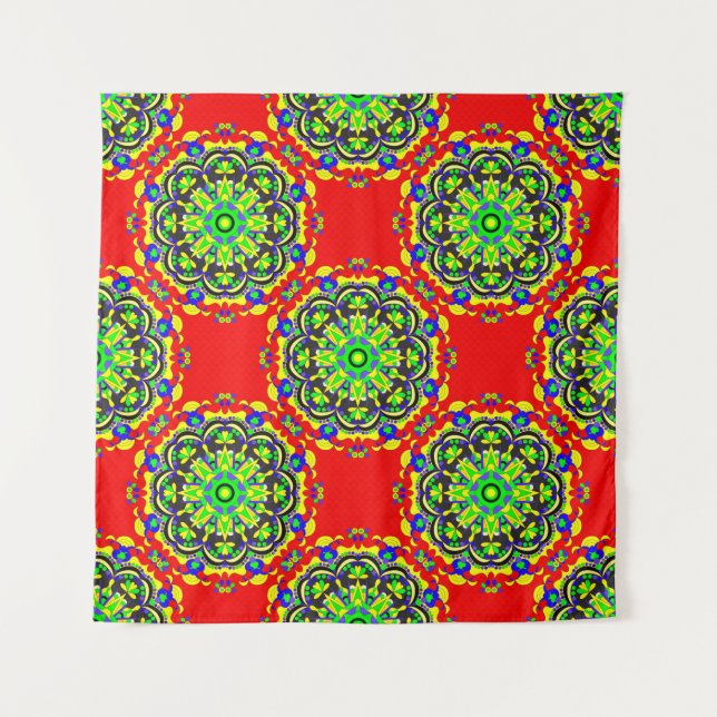 mandala vintage tribal seamless pattern illustrati tapestry (Front)