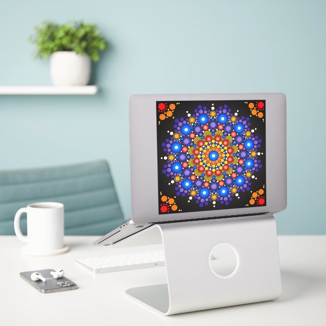 mandala vinyl sticker (Laptop On Desk)