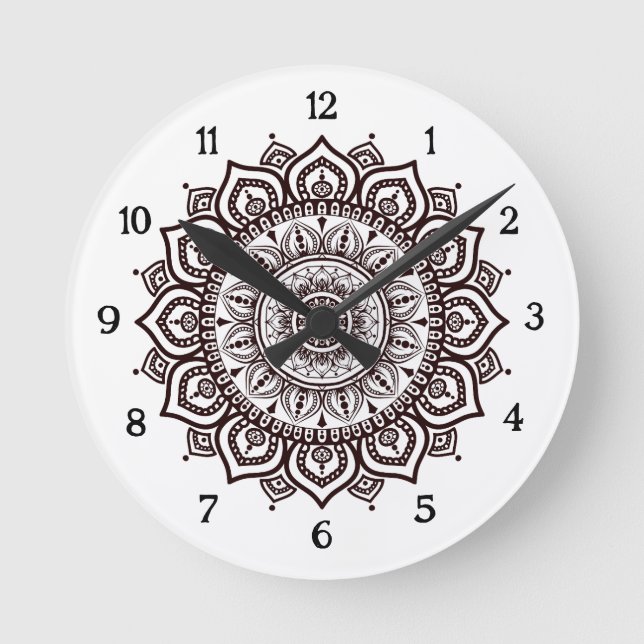 Mandala Wall Clock Elegant Spiritual Home Decor (Front)