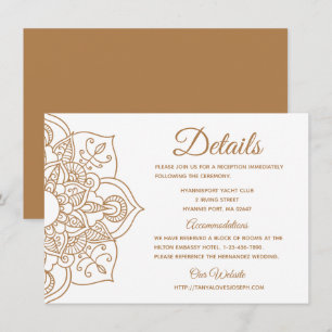 Mandala Wedding Details  Brown Boho Indian Modern Invitation
