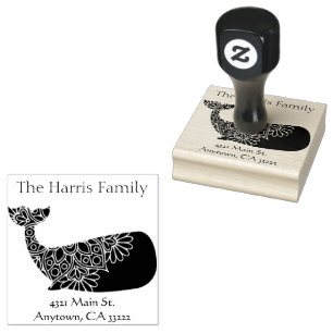 Mandala Whale Silhouette Personalised Rubber Stamp