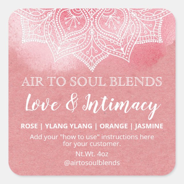 Mandala White Pink Love & Intimacy Blend Labels (Front)