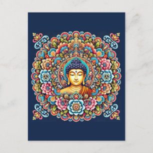Mandala with buddha postcard