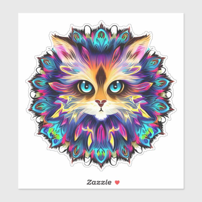 Mandala with cute furry Cat portrait  (Sheet)