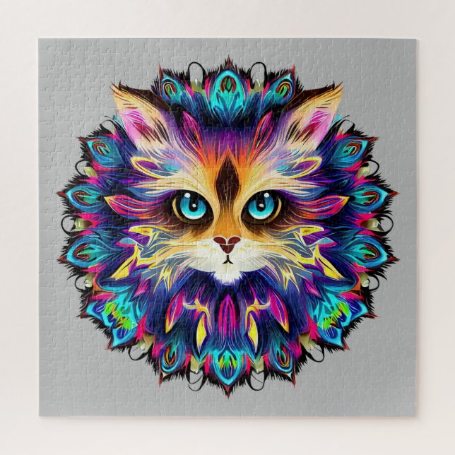 Mandala with cute furry Cat portrait  Jigsaw Puzzle (Vertical)