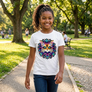 Mandala with cute furry Cat portrait  T-Shirt