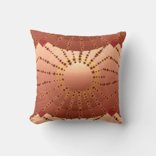 Mandala with Stars - copper satin gradient Cushion