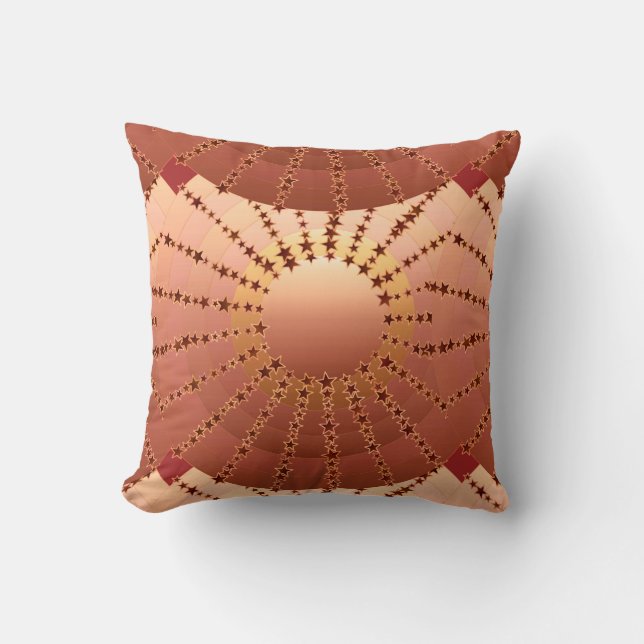 Mandala with Stars - copper satin gradient Cushion (Front)