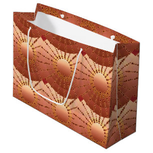 Mandala with Stars - copper satin gradient Large Gift Bag