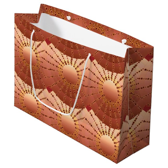 Mandala with Stars - copper satin gradient Large Gift Bag (Front Angled)