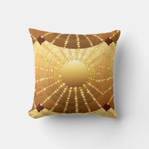 Mandala with Stars - golden satin gradient Cushion