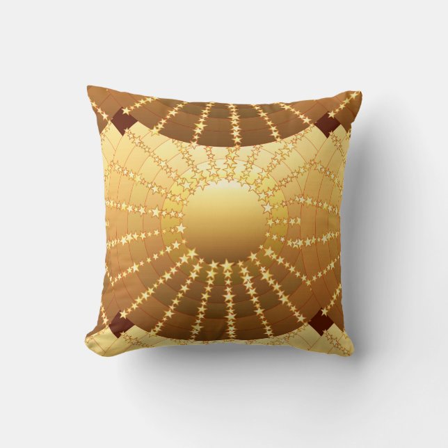Mandala with Stars - golden satin gradient Cushion (Front)