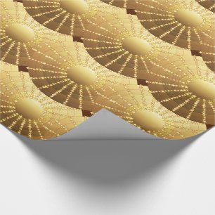 Mandala with Stars - golden satin gradient Wrapping Paper