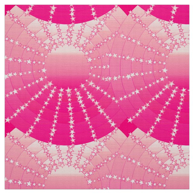 Mandala with Stars - pink & fuchsia satin gradient Fabric (Swatch)