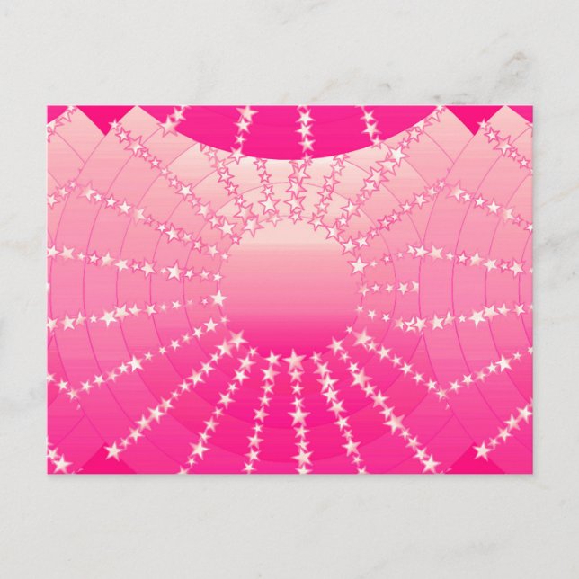 Mandala with Stars - pink & fuchsia satin gradient Postcard (Front)