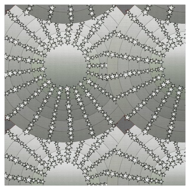 Mandala with Stars - silver grey satin gradient Fabric (Swatch)