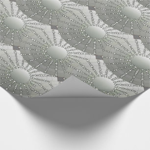 Mandala with Stars - silver grey satin gradient Wrapping Paper